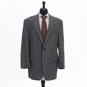 Chaps 46L Gray Check 2-Button Sport Coat Blazer Jacket B317